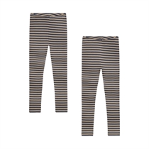 BIRKHOLM 2-Pak Stribede Rib Leggings Kashmir Brun & Skifer Grå
